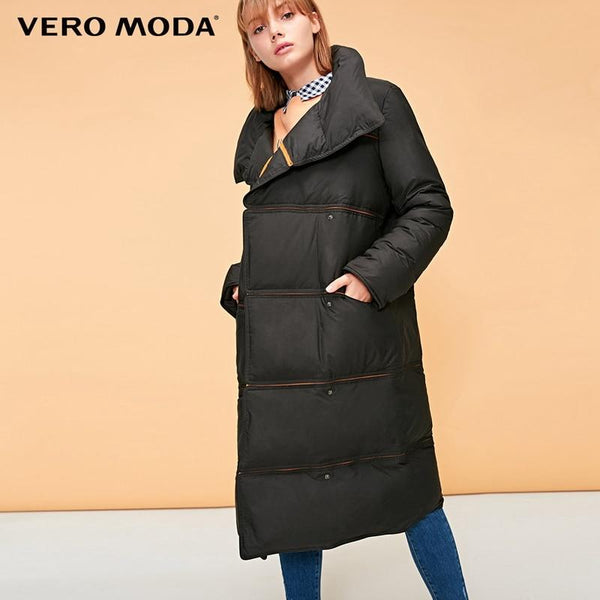 Vero Moda new webbing stitching edging medium and long bomber down jacket