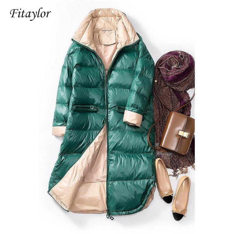 Fitaylor New Winter Ultra Light White Duck Down Jacket Women Slim Down Long Coat Parkas Female Warm Parkas Snow Outwear