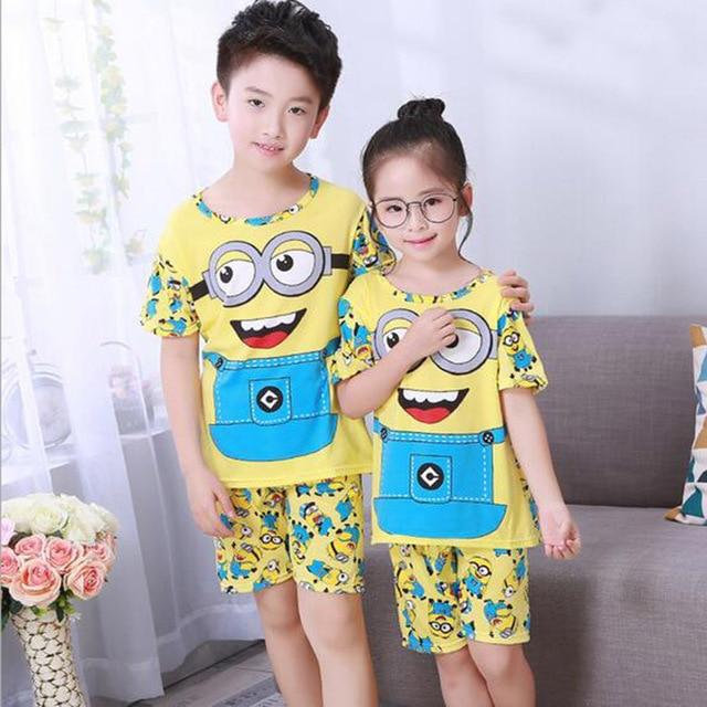 New Listing 2018 Children Clothing Summer Children boys girls kids Clothing Sets Cartoon suit Sleepwear Short Sleeve Cartoon Kid