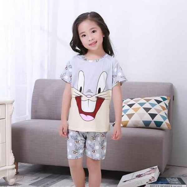 New Listing 2018 Children Clothing Summer Children boys girls kids Clothing Sets Cartoon suit Sleepwear Short Sleeve Cartoon Kid