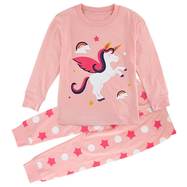 Kids Girls Unicorn Pajamas Set Toddler Mermaid Sleepwear Infant Christmas Nightwear Children Cat Cartoon Long Sleeve Homewear