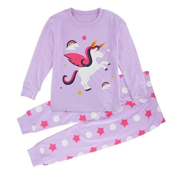 Kids Girls Unicorn Pajamas Set Toddler Mermaid Sleepwear Infant Christmas Nightwear Children Cat Cartoon Long Sleeve Homewear