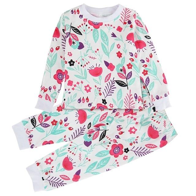 Kids Girls Unicorn Pajamas Set Toddler Mermaid Sleepwear Infant Christmas Nightwear Children Cat Cartoon Long Sleeve Homewear