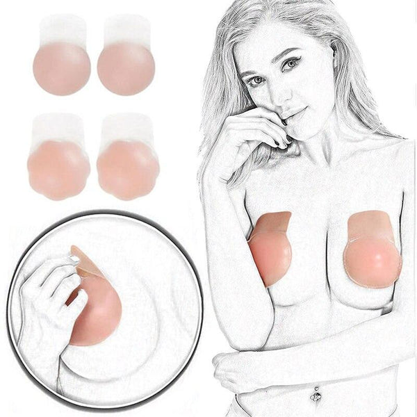 Silicone Bra Push Up Strapless Wedding Party Strapless Adhesive Nipple Breast Pasties Cover Reusable Silicone Invisible Bra Pad