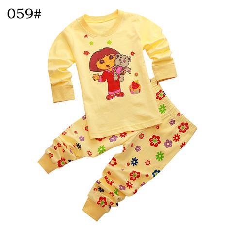 Baby Boys Girls Pajamas Children Long Sleeve Casual Clothes Set Bodysuit Kids Cartoon Sleepwear Boys Homewear Clothing P158