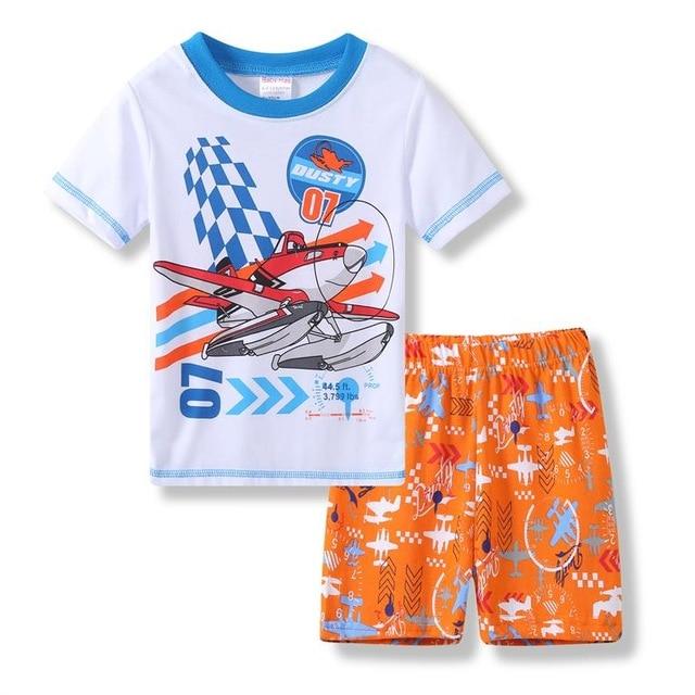 2019 Summer Children Cartoon Pyjamas Clothing Sets Boys Girls Short Sleeve Tops+Pants Suit Baby Kids Pajamas Set for 2-7T