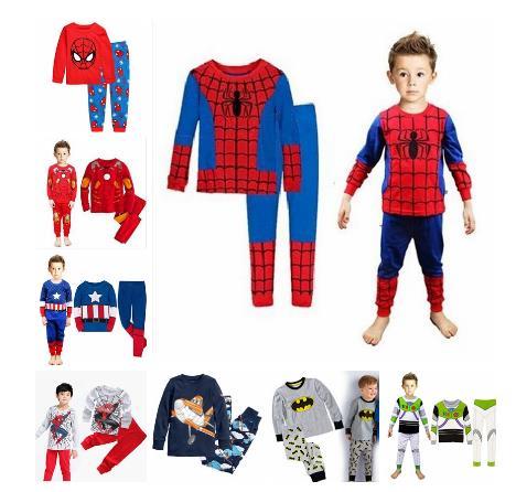 New Baby Wear kids Spider-Man Pyjamas Pijamas Children's Cartoon Batman Pajamas Boys Printed Sleepwears Clothing sets