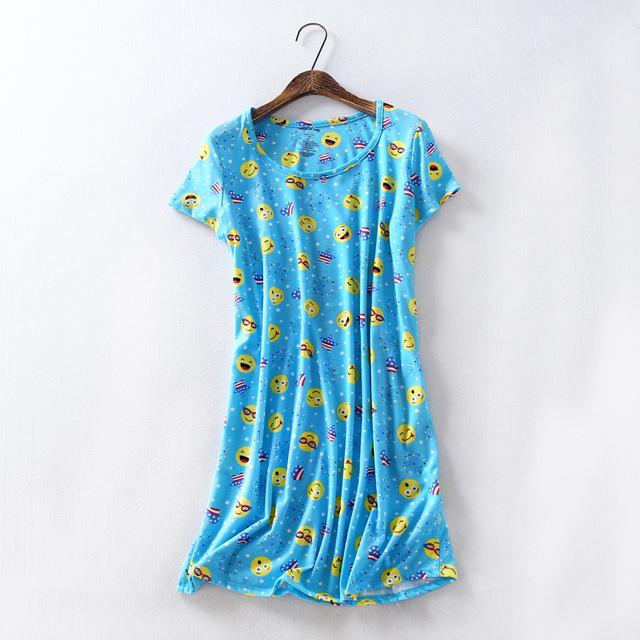 Summer sweet cartoon nightdress women short sleeve 100% cotton nightgowns women sleepdress sexy nighty nightwear Hot Sale