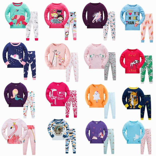 Girls Home Sleepwear Baby Kids Cotton Pajamas Set Children Cartoon Long Sleeve Pyjamas Clothing Sets Boys Casual Pijamas Set