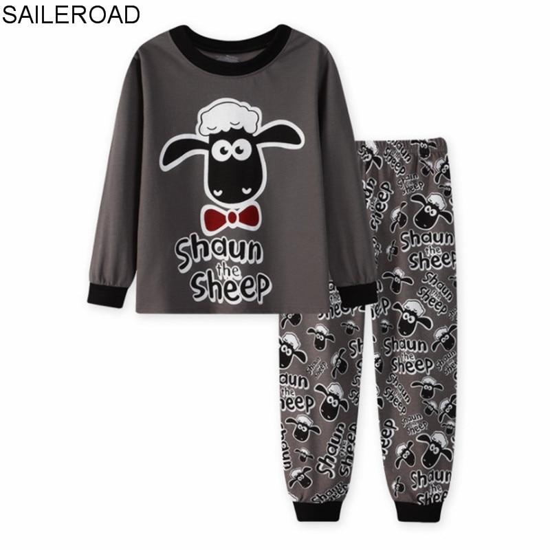 SAILEROAD Children Pajamas Cartoon Sheep Pyjamas Set Kids Pijama Infantil Boys Nightwear Cotton Girls Long Sleeve Sleepwear Suit