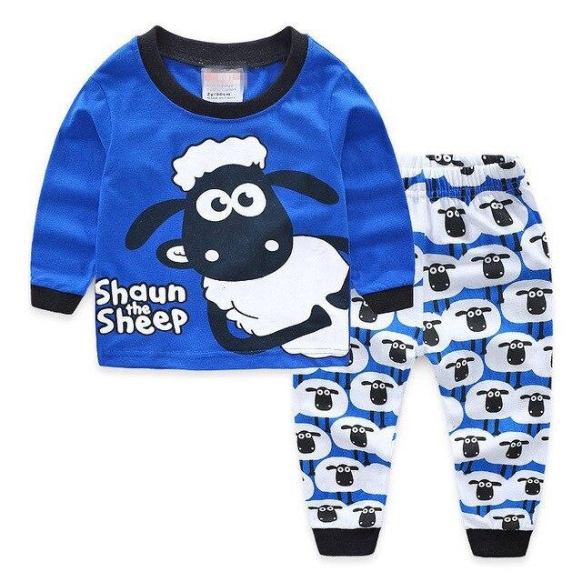SAILEROAD Children Pajamas Cartoon Sheep Pyjamas Set Kids Pijama Infantil Boys Nightwear Cotton Girls Long Sleeve Sleepwear Suit