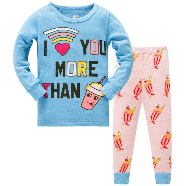 Kids Cartoon Cotton Pajamas Boys Casual Pajamas Sets Girls Long Blouses+Trousers 2-Piece Home Sleepwear Sets For Spring Autumn