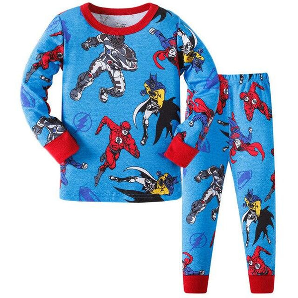 Kids Cartoon Cotton Pajamas Boys Casual Pajamas Sets Girls Long Blouses+Trousers 2-Piece Home Sleepwear Sets For Spring Autumn