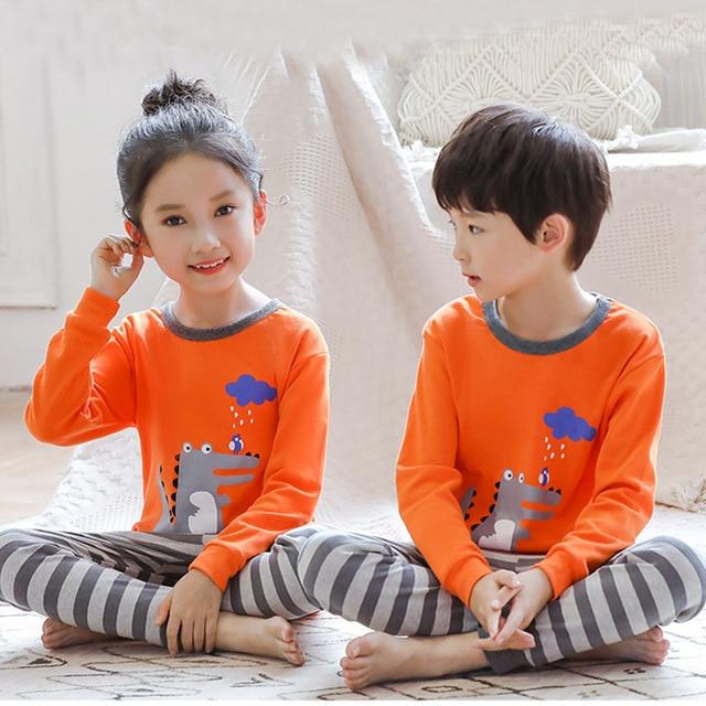 Children Pajamas 2pc Long Sleeve Cartoon Kids Sleepwear Baby Girl Clothes Sleep Suits  Autumn Cotton Child Pyjamas Boy Nightwear