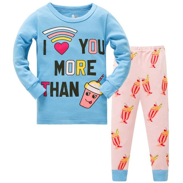 2019 Children Cartoon Pajamas Clothing Sets Girls Casual long-sleeved Blouse+pant two-piece Suit Set Boys Kids Sleepwear Sets