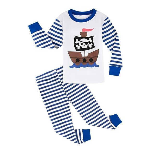 Kids Boys Dinosaur Pajamas Set Toddler Cartoon Sleepwear Children Pirate Ship Shark Excavator Nightwear Child Airplane Pjs