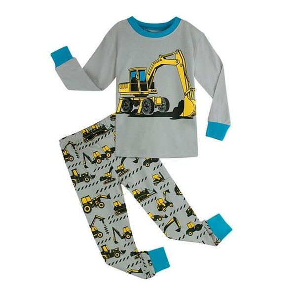 Kids Boys Dinosaur Pajamas Set Toddler Cartoon Sleepwear Children Pirate Ship Shark Excavator Nightwear Child Airplane Pjs