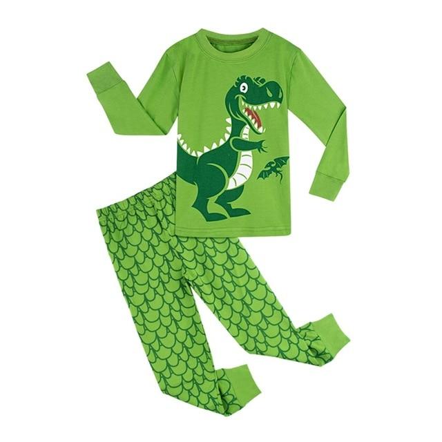 Kids Boys Dinosaur Pajamas Set Toddler Cartoon Sleepwear Children Pirate Ship Shark Excavator Nightwear Child Airplane Pjs