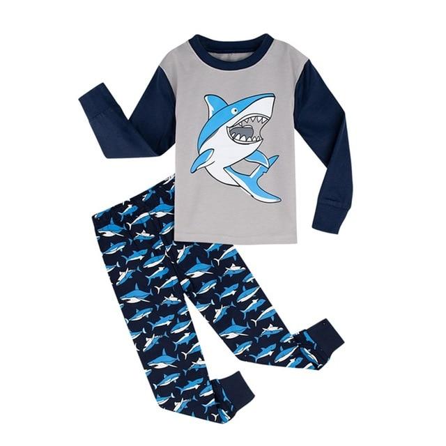 Kids Boys Dinosaur Pajamas Set Toddler Cartoon Sleepwear Children Pirate Ship Shark Excavator Nightwear Child Airplane Pjs