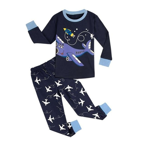 Kids Boys Dinosaur Pajamas Set Toddler Cartoon Sleepwear Children Pirate Ship Shark Excavator Nightwear Child Airplane Pjs