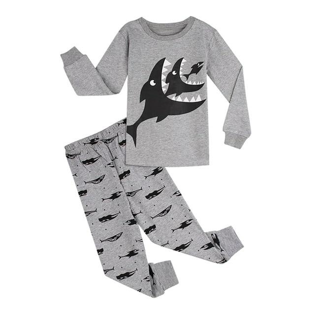 Kids Boys Dinosaur Pajamas Set Toddler Cartoon Sleepwear Children Pirate Ship Shark Excavator Nightwear Child Airplane Pjs