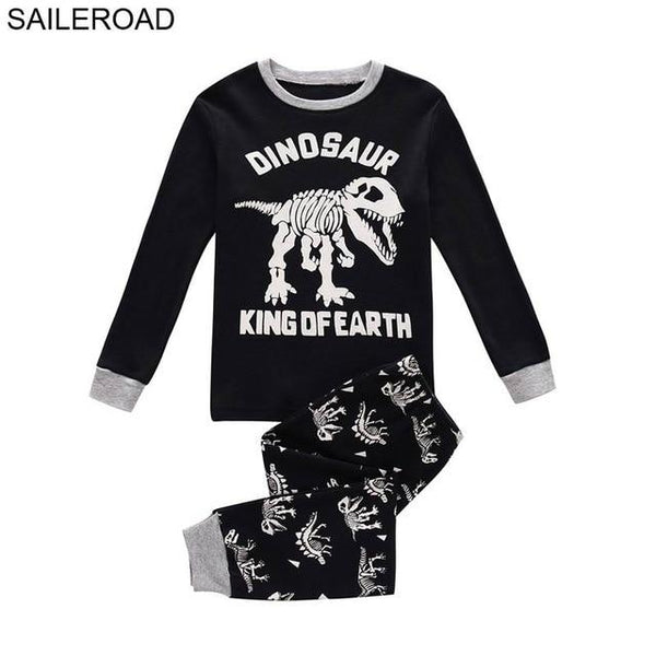 SAILEROAD Cartoon Dinosaur Boy Pyjamas Suits Autumn Winter Night Suit Cotton Children's Pajamas Sleepwear Kids Nightwear