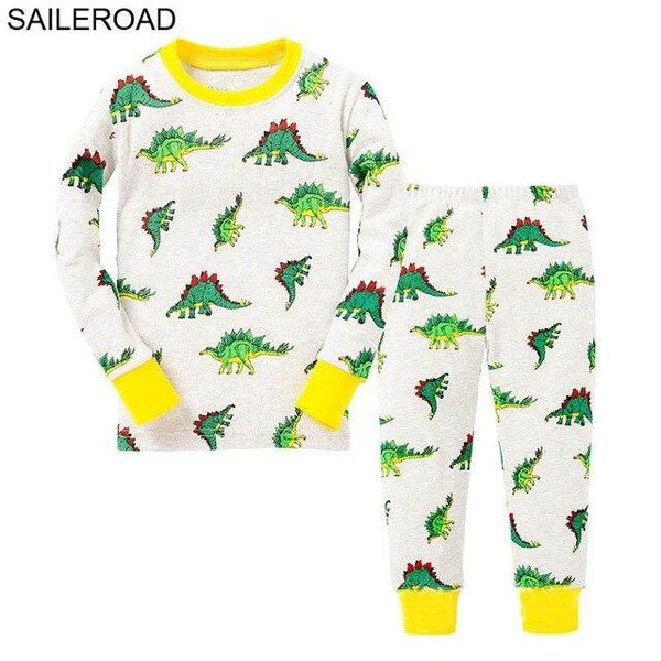 SAILEROAD Cartoon Dinosaur Boy Pyjamas Suits Autumn Winter Night Suit Cotton Children's Pajamas Sleepwear Kids Nightwear