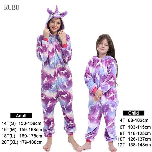 Kids Unicorn Pijama Adult Winter Pyjama Sleepwear For Women Boys Cartoon Homewear Onesie Kigurumi Pajamas Set Baby Girls Clothes