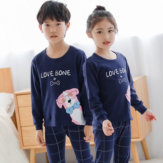 Autumn Winter Children Pajamas Long Sleeve Cartoon Kids Sleepwear Baby Girl Clothes Suit Cotton Child Pyjamas Boy Nightwear Home