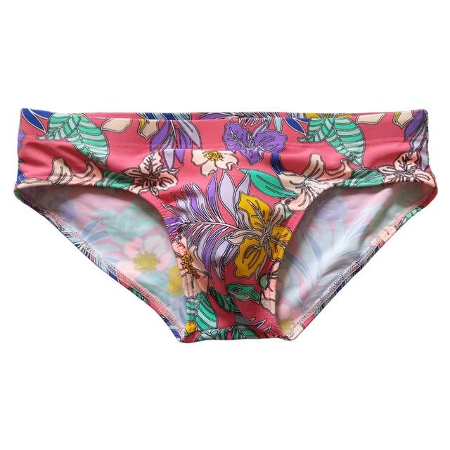 Men Swimwear Push Up Low Rise Swimming Briefs Mens Sexy Flower Print Swim Trunks Beach Shorts Surffing Bathing Suits Beachwear