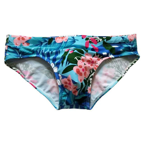 Men Swimwear Push Up Low Rise Swimming Briefs Mens Sexy Flower Print Swim Trunks Beach Shorts Surffing Bathing Suits Beachwear