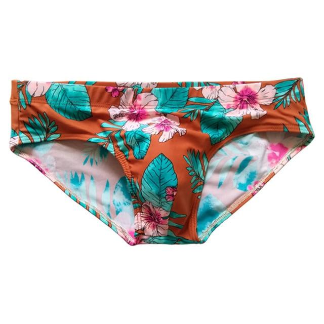 Men Swimwear Push Up Low Rise Swimming Briefs Mens Sexy Flower Print Swim Trunks Beach Shorts Surffing Bathing Suits Beachwear