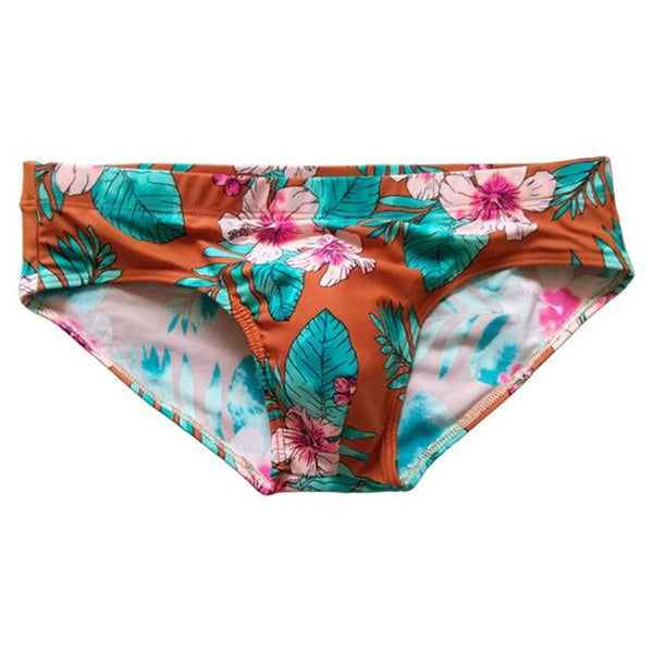 Men Swimwear Push Up Low Rise Swimming Briefs Mens Sexy Flower Print Swim Trunks Beach Shorts Surffing Bathing Suits Beachwear