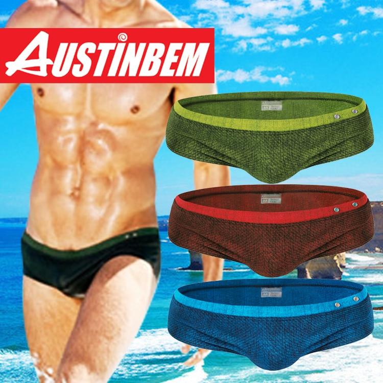 2018 men's brand AUSTINBEM swimming trunks men's sexy swimsuits mens solid swimwear men's Surf beach Shorts