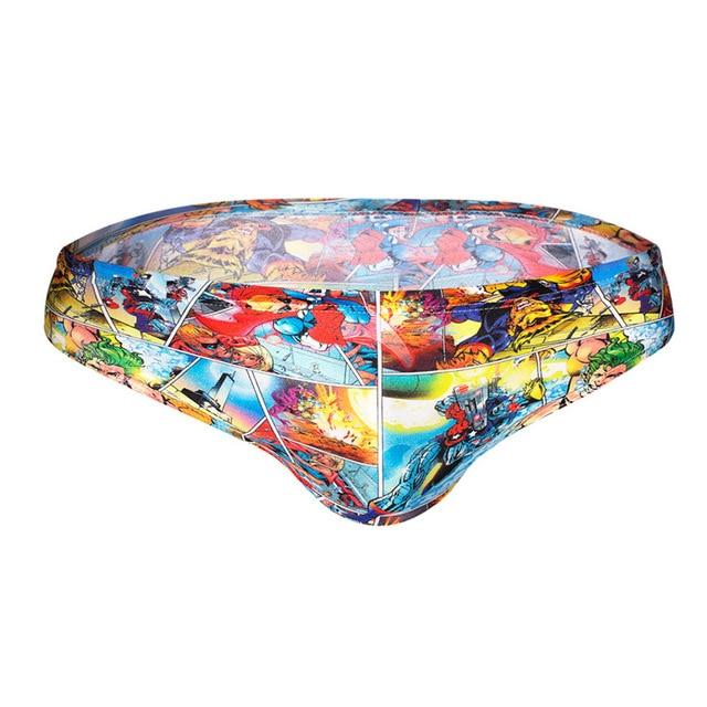 Men Swimsuit Cartoon Printed Drawstring Elastic Swimwear Man Breathable Quick Dry Swimming Trunks Slim Fit Sexy Swim Briefs Male