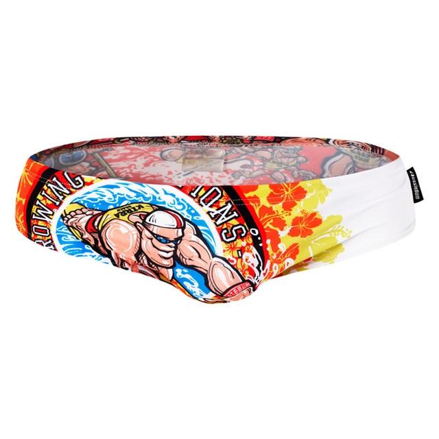Men Swimsuit Cartoon Printed Drawstring Elastic Swimwear Man Breathable Quick Dry Swimming Trunks Slim Fit Sexy Swim Briefs Male