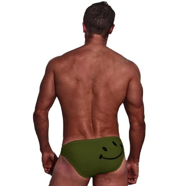 Men Swimming Shorts Cartoon Smiling Face Printed Elastic Low Waist Swim Surfing Beach Trunks Swimwear Swimsuit Men\'s Sportswear