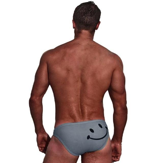 Men Swimming Shorts Cartoon Smiling Face Printed Elastic Low Waist Swim Surfing Beach Trunks Swimwear Swimsuit Men\'s Sportswear