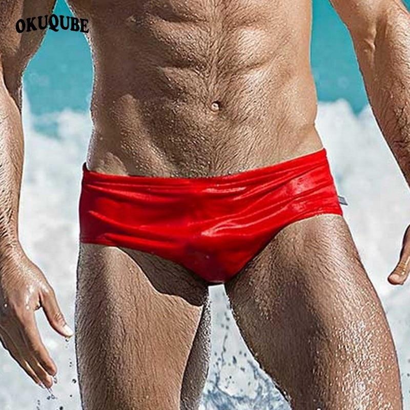 Solid Blue Red White Black Men Swimsuit Sexy Swimwear Man Breathable Swimming Trunks Low Waist Elastic Surfing Swim Briefs S-XL