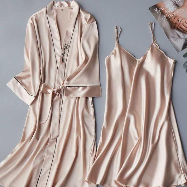 2PCS Set Women nightgown Summer Sleepshirt Plus Size Female Sleepwear Sexy Lady Silk Nighty Sleeveless Floral Sleep Clothing