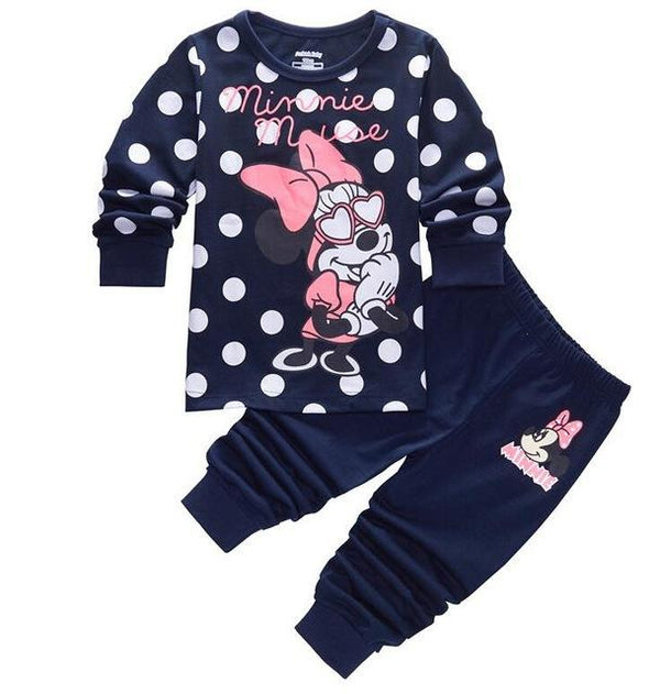 New Kids Toddler Baby Girls anna elsa tigger Mickey Minnie Mouse Sleepwear Pj's Cartoon Long Sleeve Top+Pant 2pcs Pajamas Sets