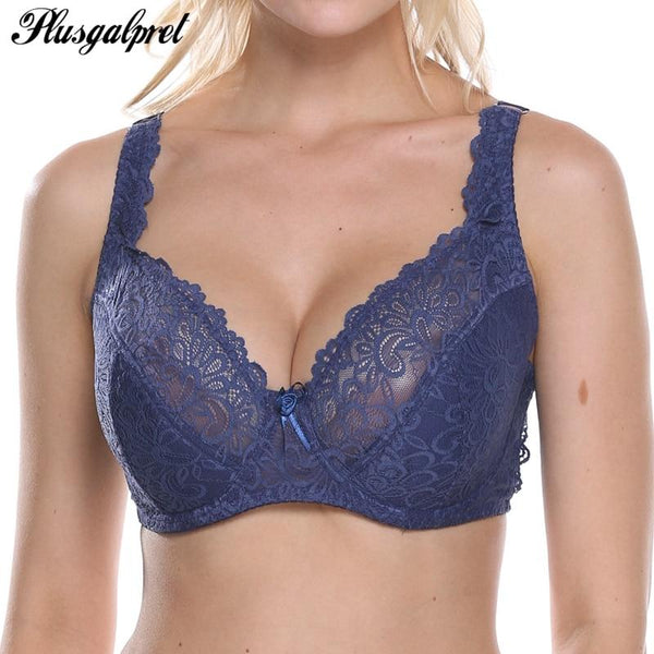 Plusgalpret Plus Size Bra DD DDD E F Cup Sexy Lace Bra For Women Large Size Full coverage Fashion Lingerie Ultra thin Underwear