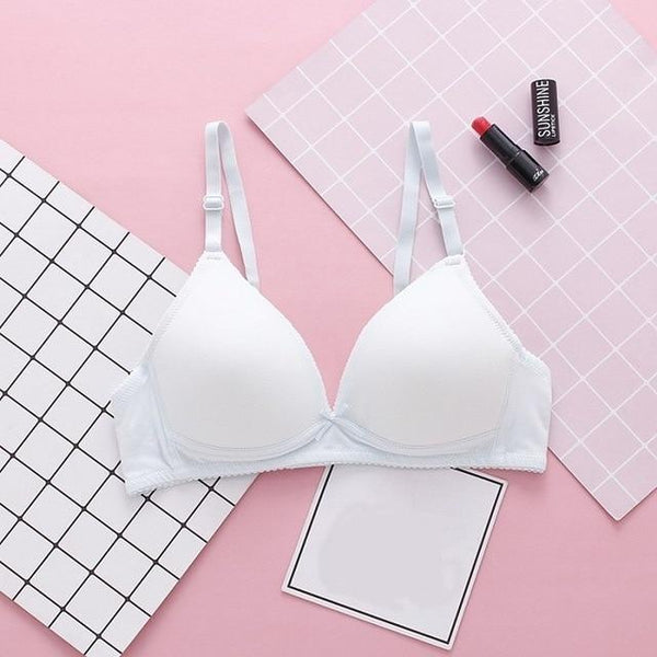 Gumprun Cotton Lining Bra Thin Push Up Bra Wire Free Women Bra Rear Double Row Buckle Sexy Bra Cozy Solid Color Lingerie