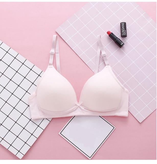 Gumprun Cotton Lining Bra Thin Push Up Bra Wire Free Women Bra Rear Double Row Buckle Sexy Bra Cozy Solid Color Lingerie