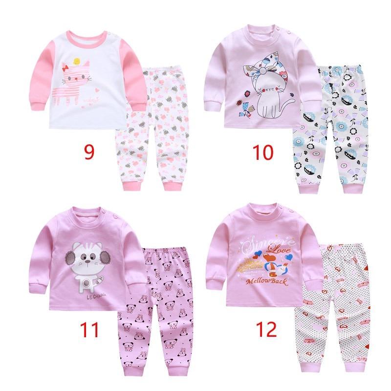 Children's Pyjamas For Long Sleeves 2pcs Cotton Cartoon Printed Girls Clothing