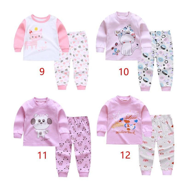 Children's Pyjamas For Long Sleeves 2pcs Cotton Cartoon Printed Girls Clothing