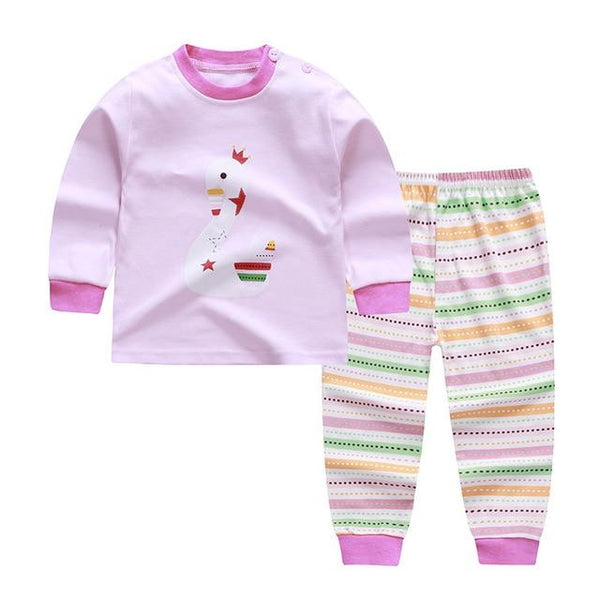 Children's Pyjamas For Long Sleeves 2pcs Cotton Cartoon Printed Girls Clothing