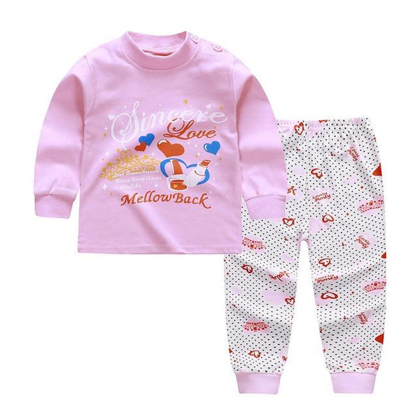 Children's Pyjamas For Long Sleeves 2pcs Cotton Cartoon Printed Girls Clothing