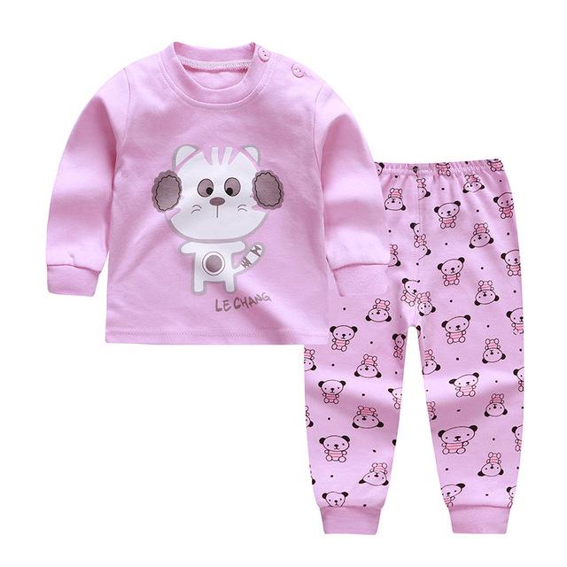 Children's Pyjamas For Long Sleeves 2pcs Cotton Cartoon Printed Girls Clothing