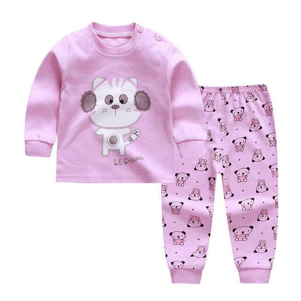 Children's Pyjamas For Long Sleeves 2pcs Cotton Cartoon Printed Girls Clothing